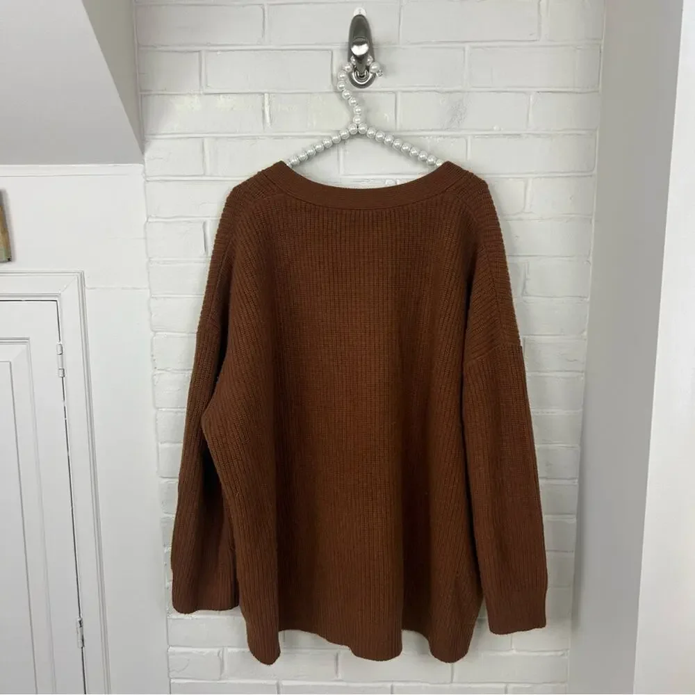 Jenni Kayne RARE Cinnamon Brown Cashmere Cocoon Cardigan Sweater Size XL